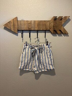 Kohl's Blue & White Striped Tie-Waist High Waist Shorts